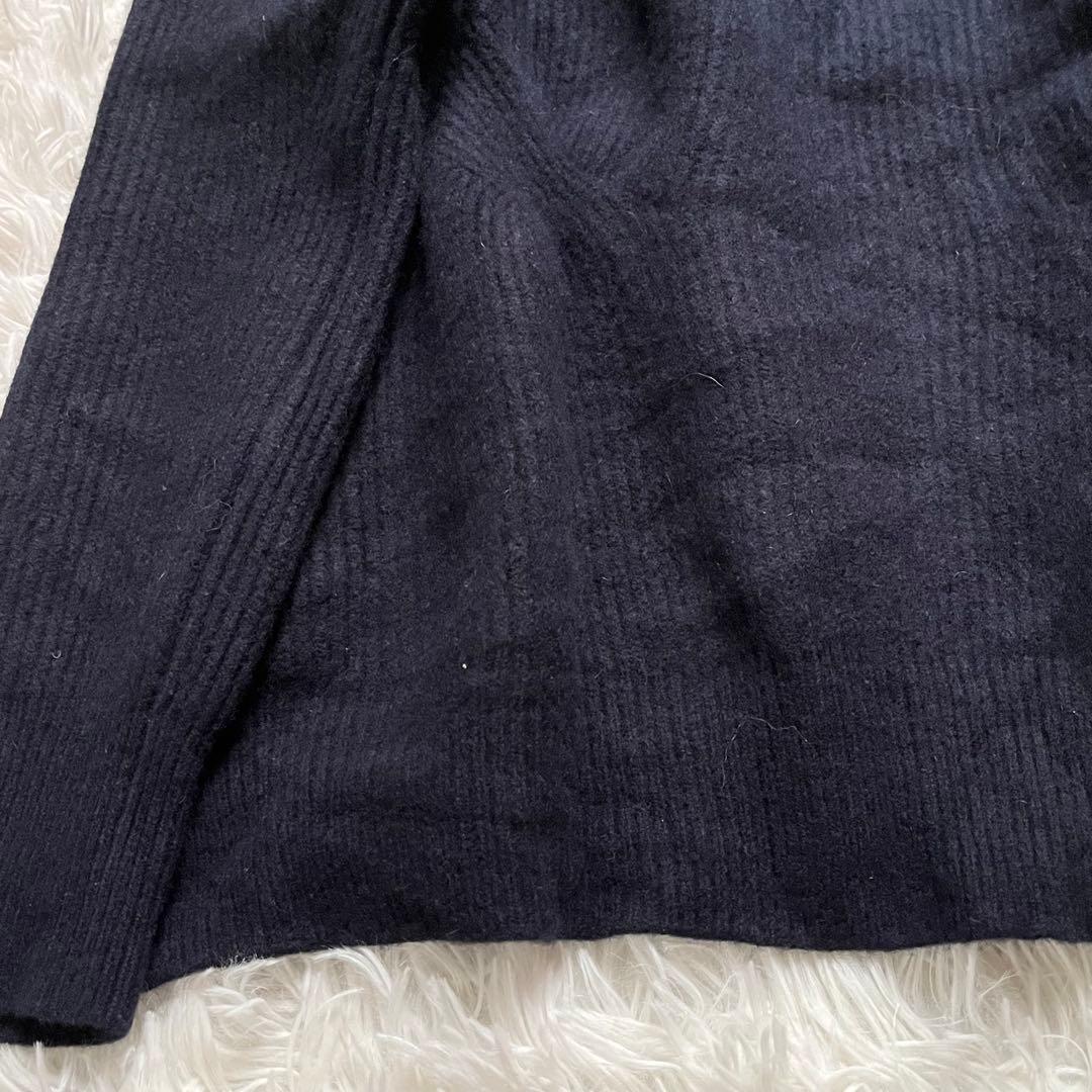 美品✨Drawer 現行 9Gアゼロングスリーブクルーニット ウールカシミヤ 紺