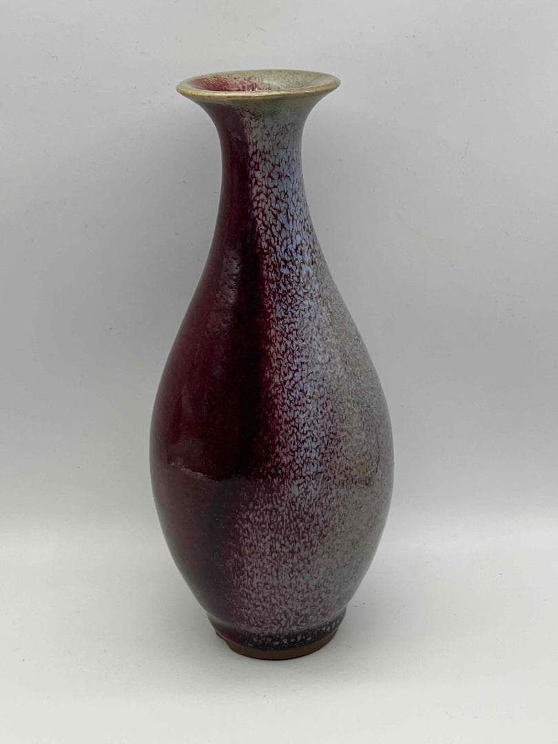 清時代 鈞窯 紅釉瓶　辰砂　郎窯紅釉 花瓶 景徳鎮　唐物　古賞物(C-53)