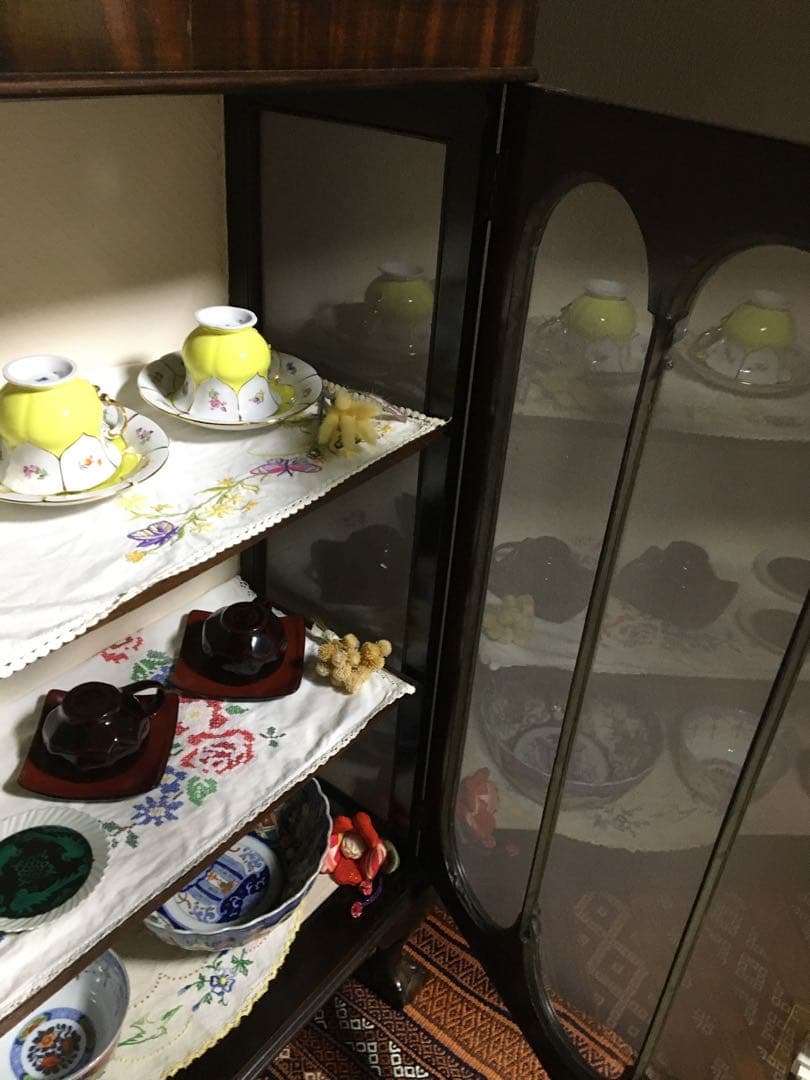 英国アンティーク　ガラスのショーケース　引き取り限定