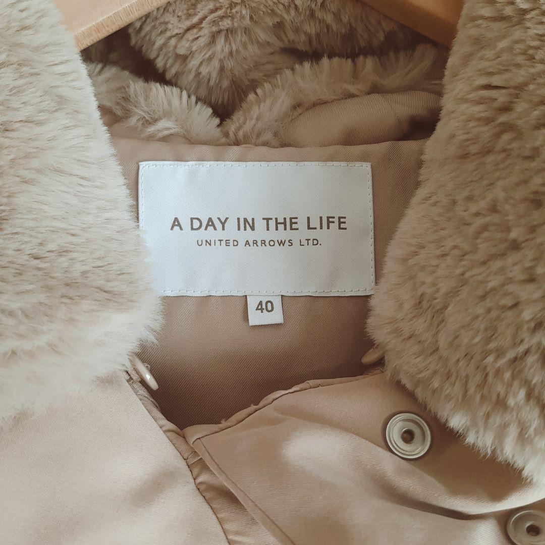 A DAY IN THE LIFE フェイクファーフードダウンコート　ベージュ