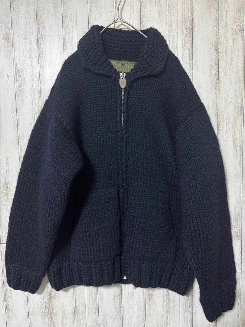 Canadian sweater カウチン ネイビー ジップアップ サイズ40