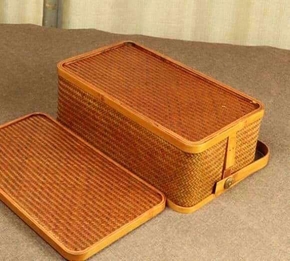 収納ケース 藤編 茶道具 ピクニック 小物入れ籠 便攜 民芸職人手作り弁当箱