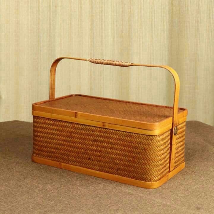 収納ケース 藤編 茶道具 ピクニック 小物入れ籠 便攜 民芸職人手作り弁当箱