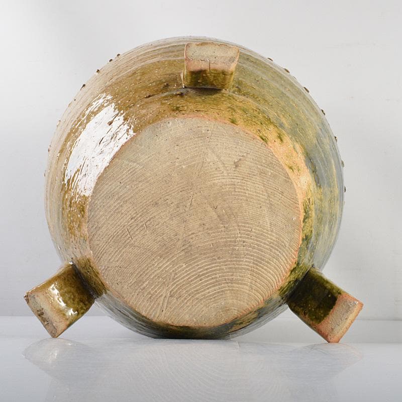 北大路魯山人　織部焼　三つ足　壺　時代箱　D　R5512C