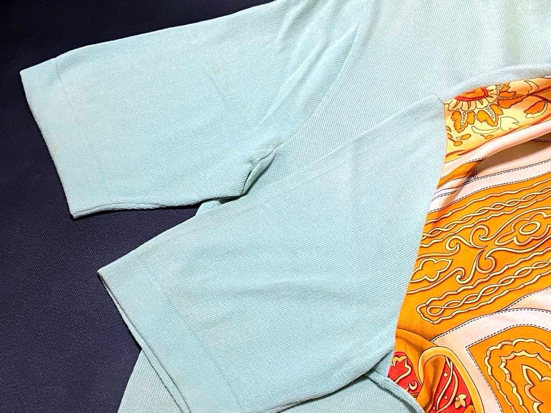 エルメス/スカーフ柄 シルクシャツ/カシミヤ混ニット/ブラウスM/オールド90s