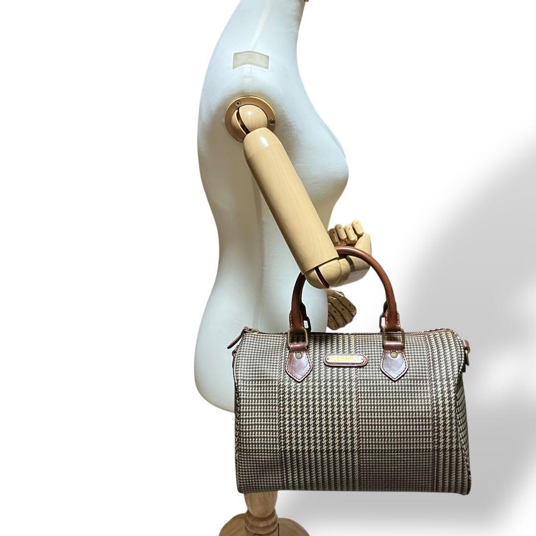 良品 2070 POLO RALPH LAUREN ミニボストンバッグ 千鳥柄