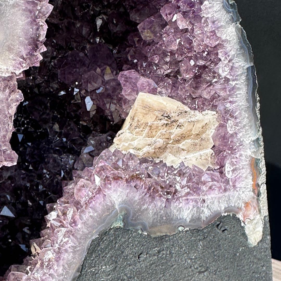 天然石 タイチンルチルクォーツ共生アメジストのドーム　置物G.80