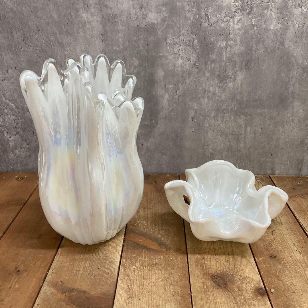 A-壁 【希少】KURATA Craft Glass 手づくり 花瓶＆小物入れ