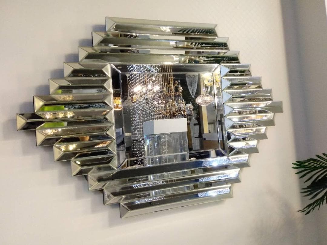 デザイン ウォールミラー 菱形 リビングスタジオ 鏡 クラシック 洋風