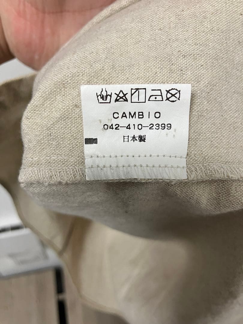 【CAMBIO】コットンリネンバンドカラーシャツ　スキッパーシャツMサイズ