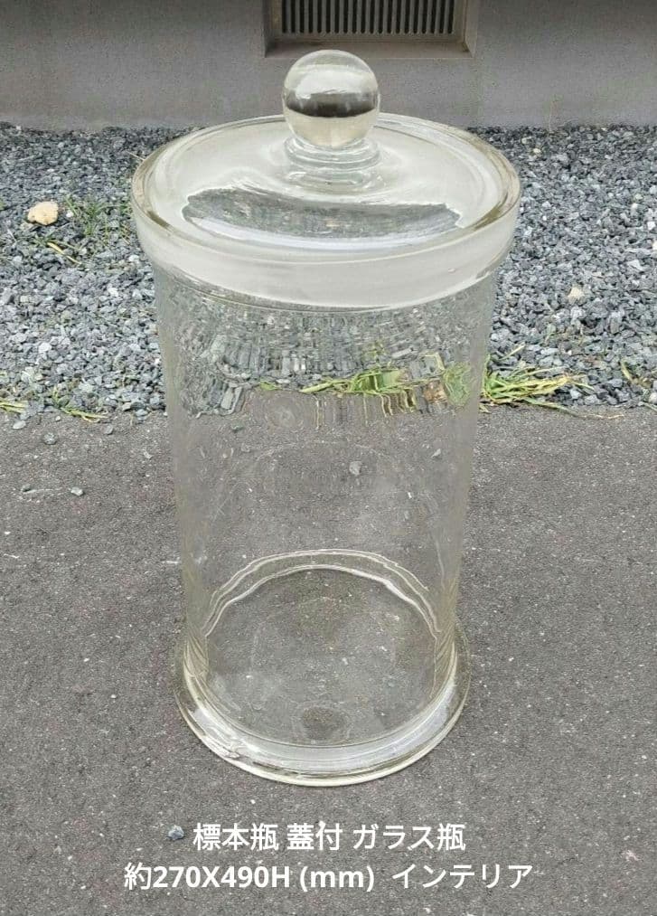 標本瓶 蓋付 ガラス瓶 約27×49H cm 保存瓶 昭和レトロ カフェ