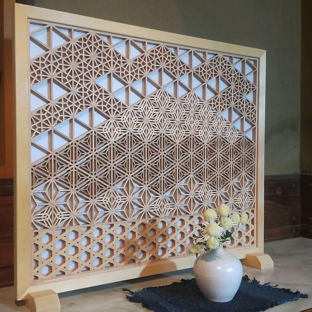 t*i様 組子 組子細工 富士山 衝立 職人技 日本 オブジェ アート 飾り物