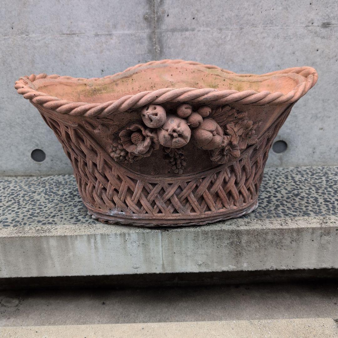 テラコッタ鉢　テラコッタ植木鉢　楕円形　　お買い得　希少　バラクラ購入 大サイズ