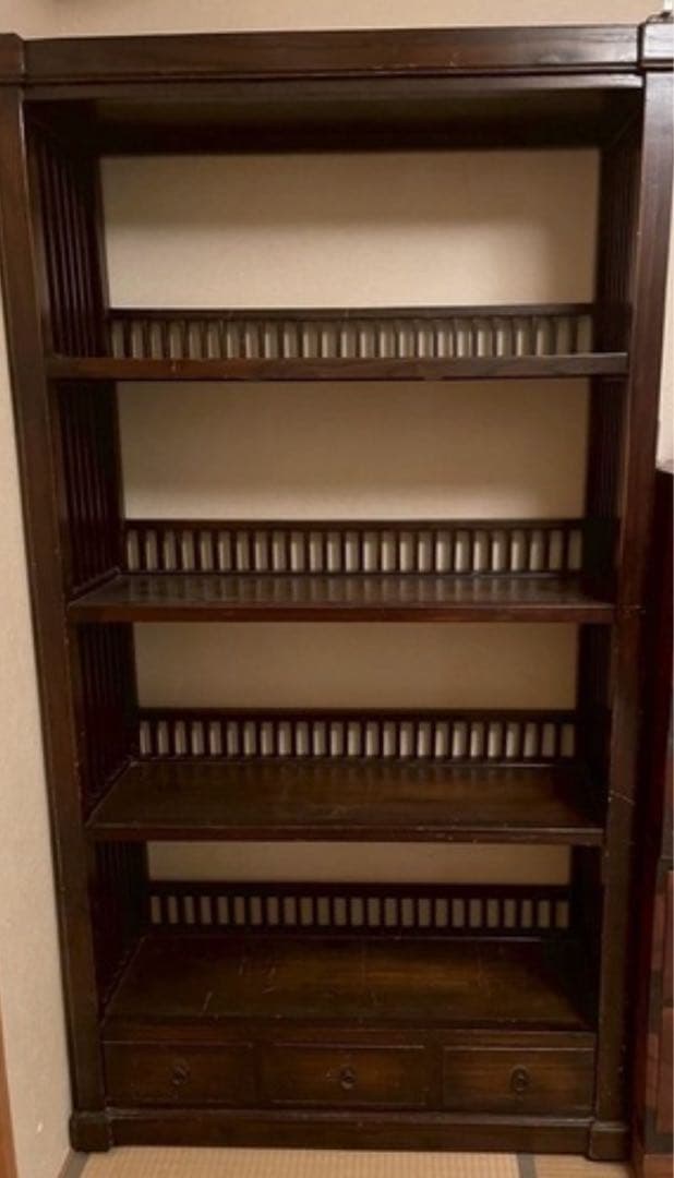 アンティーク　アジアン家具　木製ラック　小道具　棚　オープンシェルフ　本棚