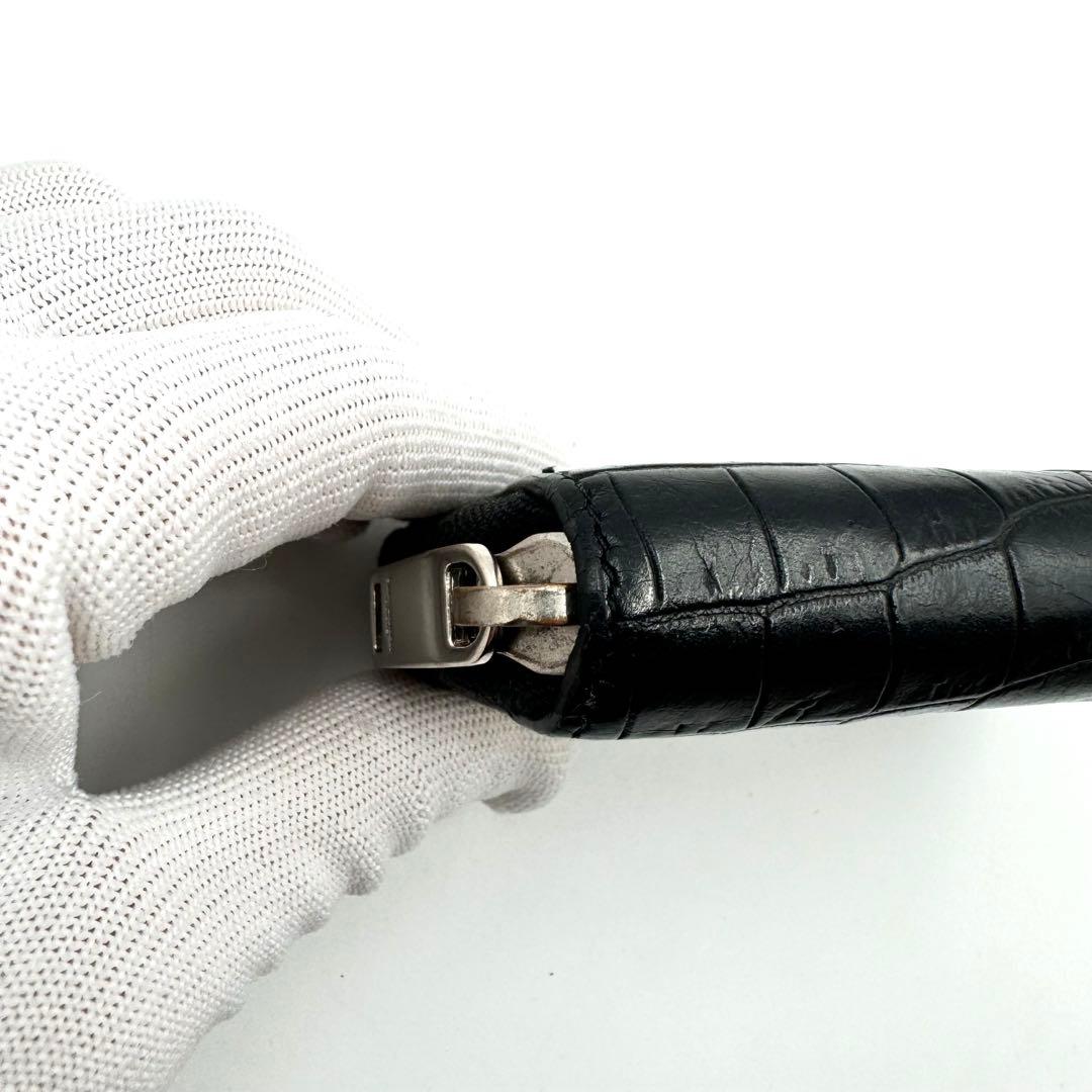 SAINT LAURENNT サンローラン　ケース　クロコ型押し　ブラック