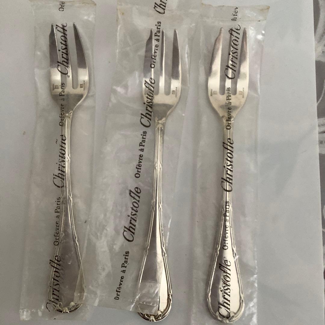 銀製クルストフル　デザートフォーク　３本セット
