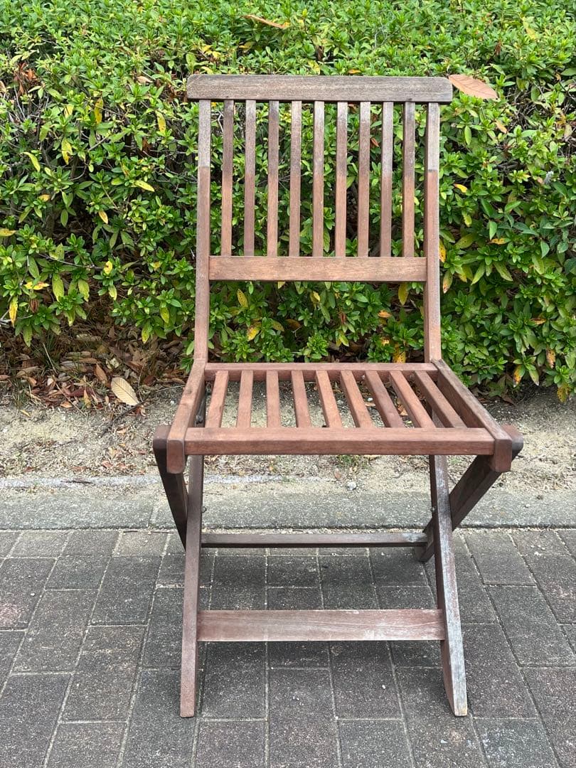 a）ヴィンテージ・ポピュラー折りたたみチェア 木製折りたたみチェア ブラウン