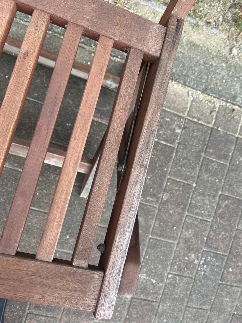 a）ヴィンテージ・ポピュラー折りたたみチェア 木製折りたたみチェア ブラウン