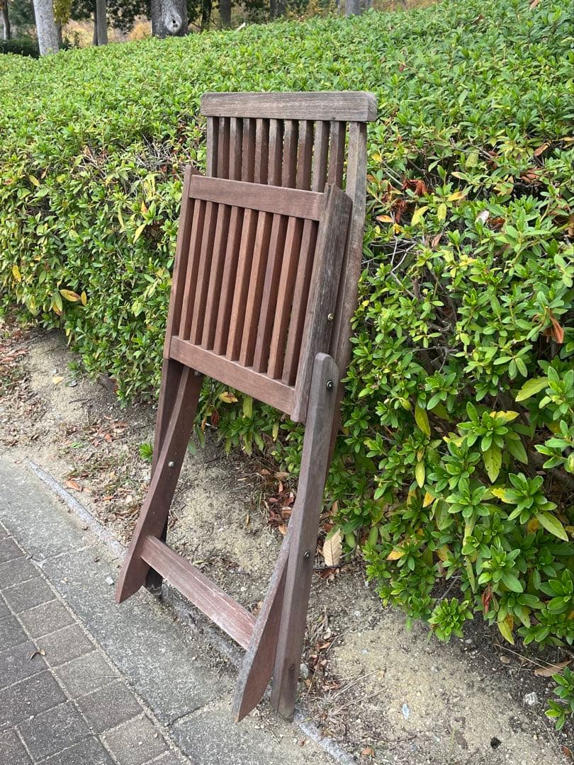 a）ヴィンテージ・ポピュラー折りたたみチェア 木製折りたたみチェア ブラウン