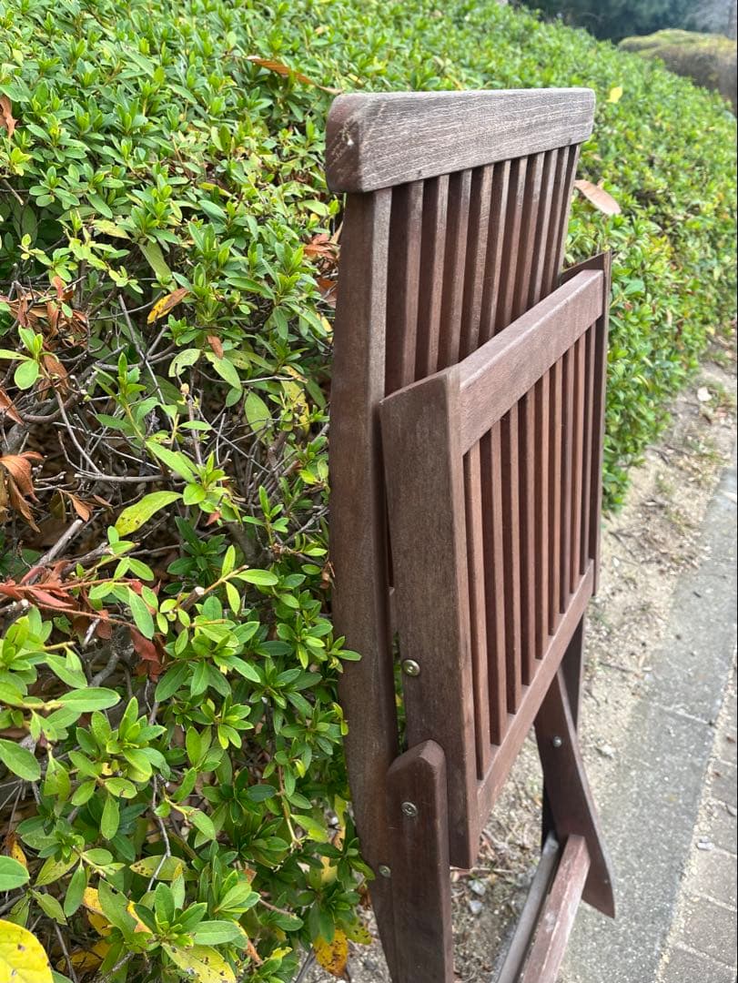 a）ヴィンテージ・ポピュラー折りたたみチェア 木製折りたたみチェア ブラウン