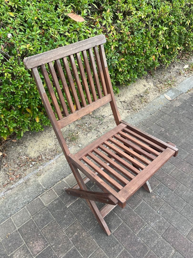 a）ヴィンテージ・ポピュラー折りたたみチェア 木製折りたたみチェア ブラウン