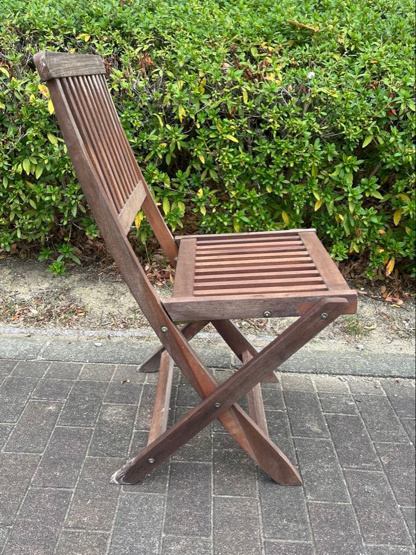 a）ヴィンテージ・ポピュラー折りたたみチェア 木製折りたたみチェア ブラウン