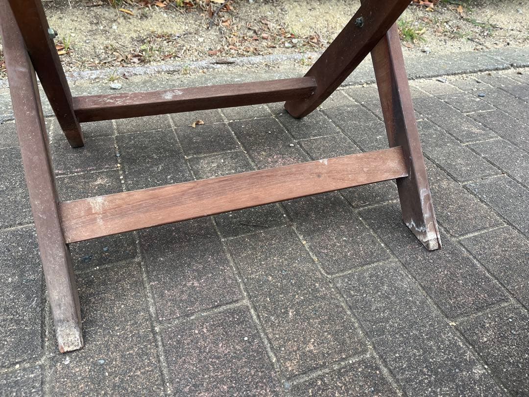 a）ヴィンテージ・ポピュラー折りたたみチェア 木製折りたたみチェア ブラウン