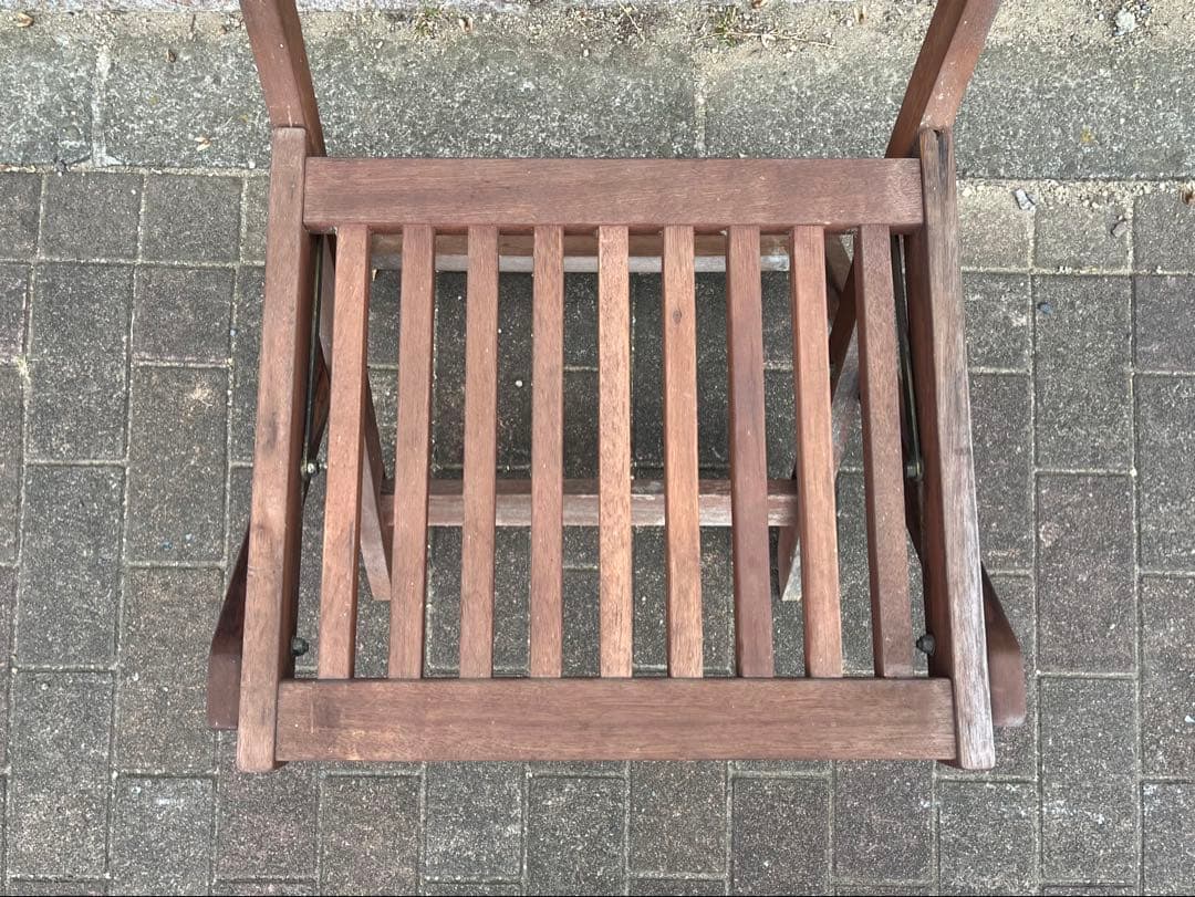 a）ヴィンテージ・ポピュラー折りたたみチェア 木製折りたたみチェア ブラウン