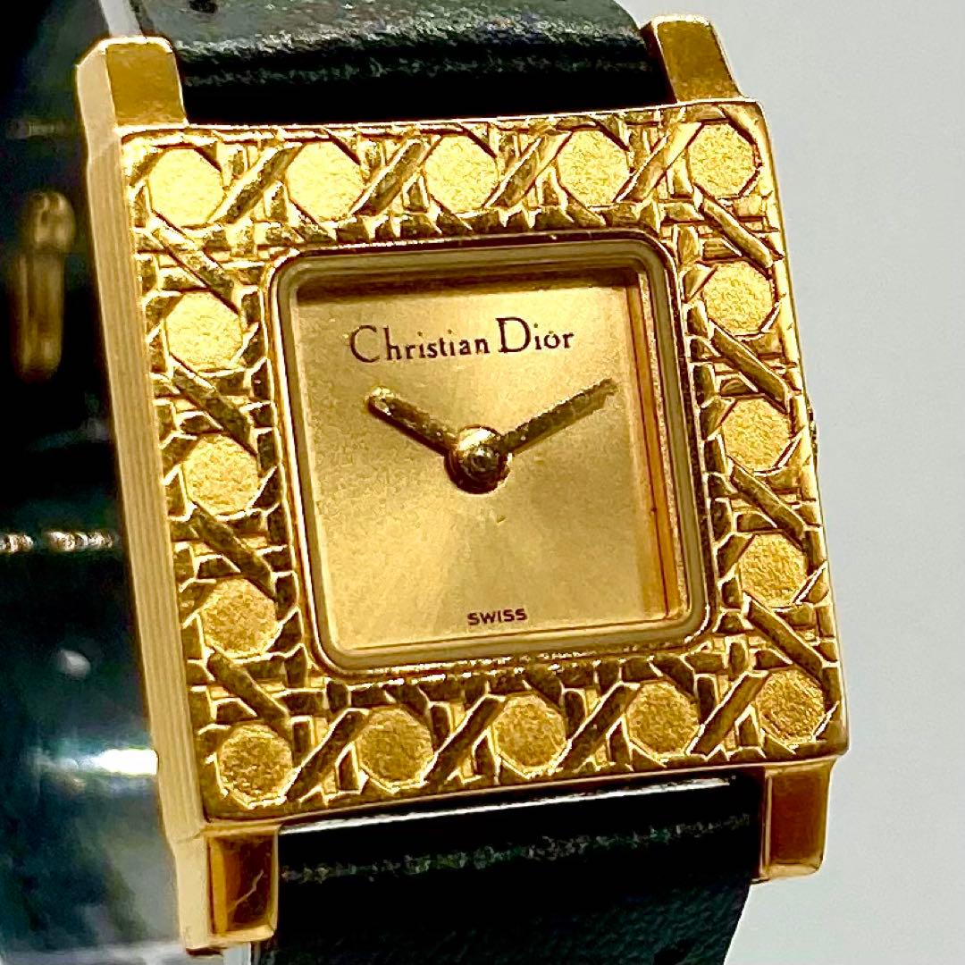 【稼動】 ディオール 腕時計 D60-150 QZ ゴールド文字盤 希少ベゼル