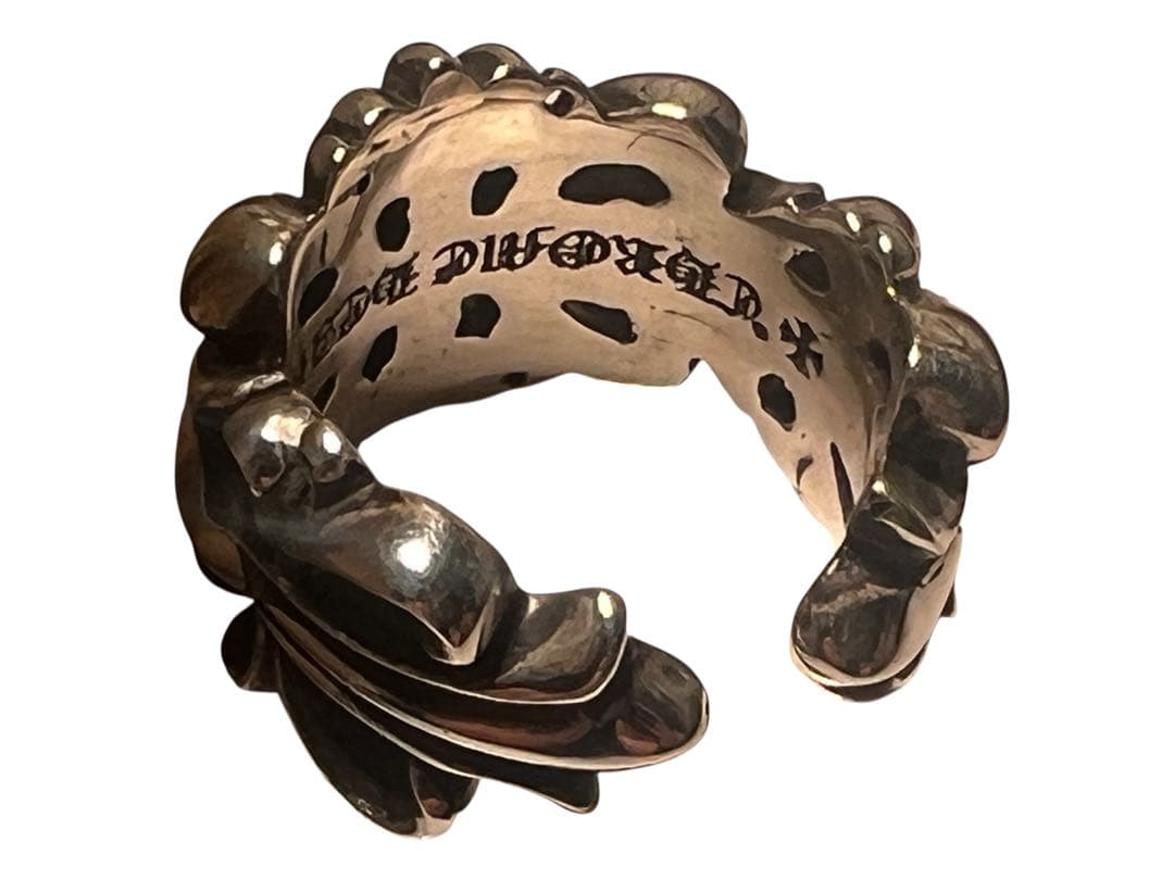 新品　未使用　クロムハーツ ダブルフローラルクロスリング　US 7号　シルバー