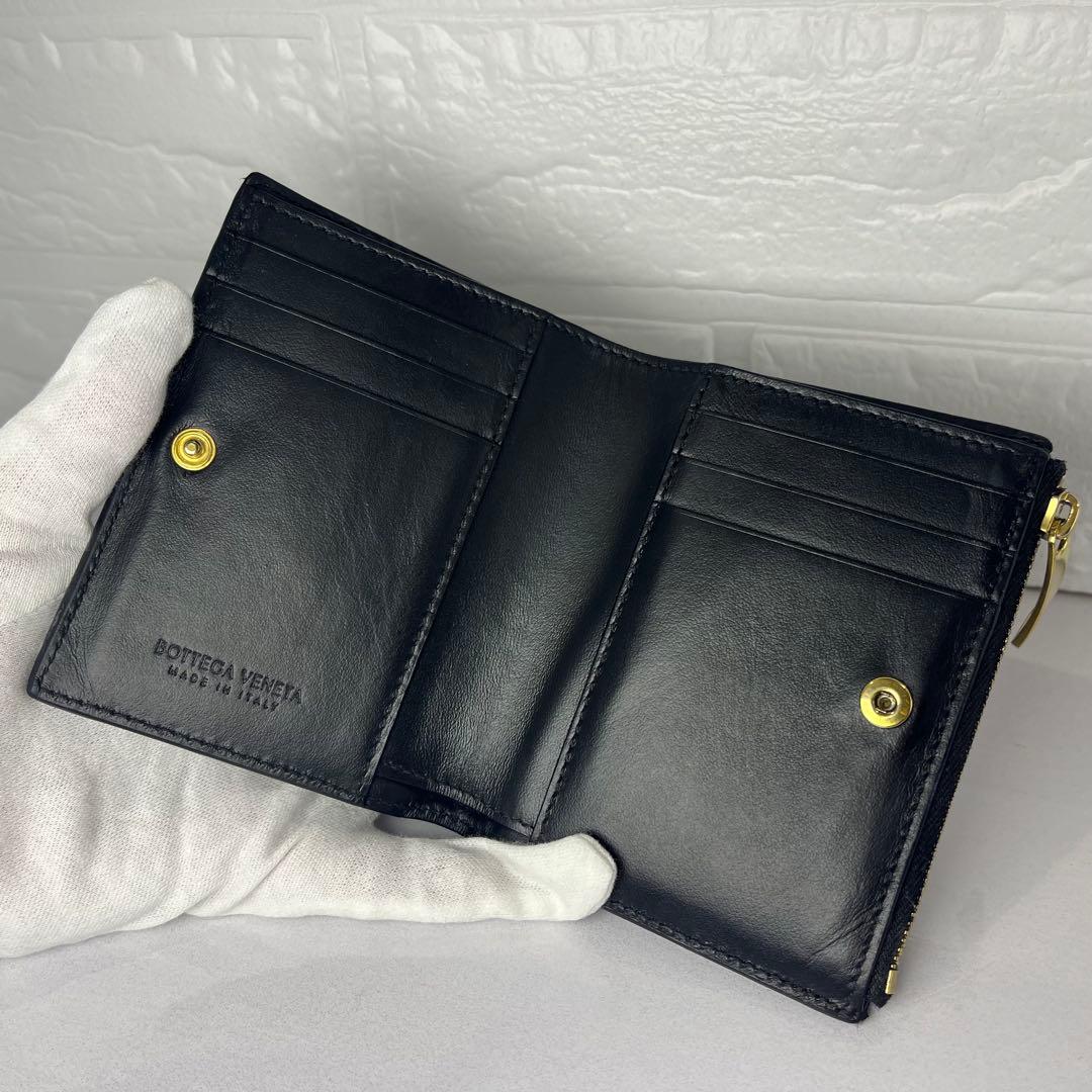 BOTTEGA VENETA 二つ折り財布 イントレチャート ブラック 美品