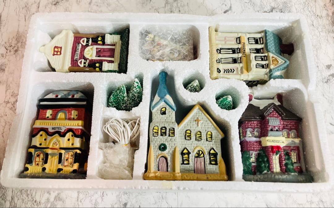 美品❗️ クリスマス ビレッジ ライトセット 17ピース ✨