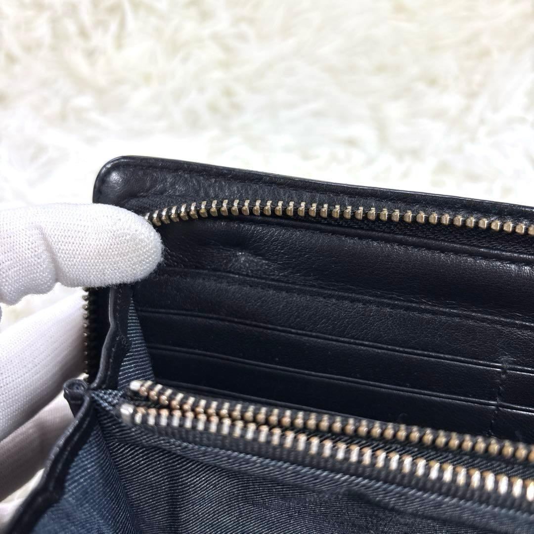 美品✨DIESEL オールレザー キルティング 長財布 ブラック メタルロゴ