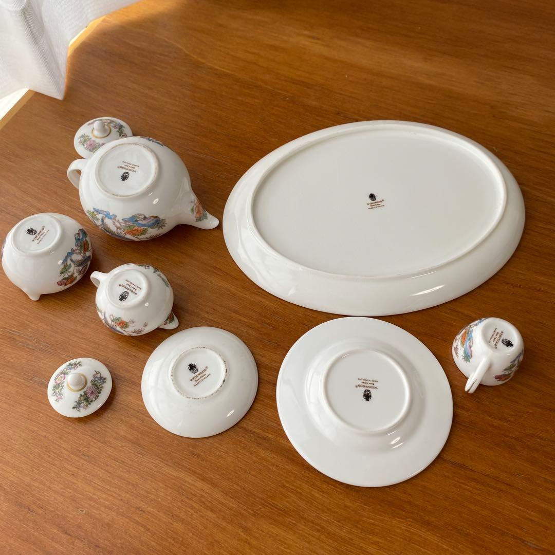 ウェッジウッド クタニクレーン　ミニチュア　ティーセット　孔雀　シノワズリ