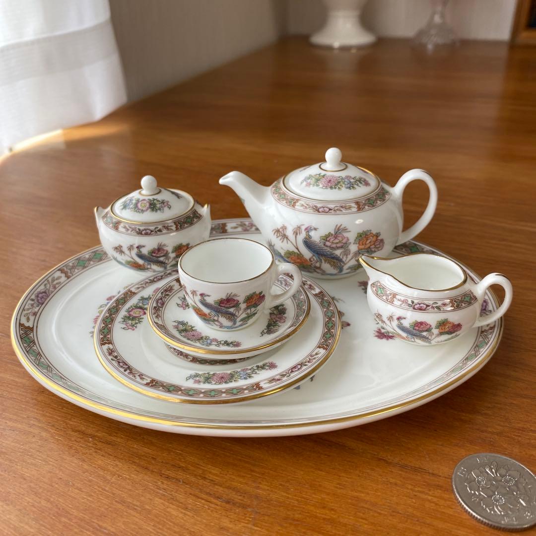 ウェッジウッド クタニクレーン　ミニチュア　ティーセット　孔雀　シノワズリ