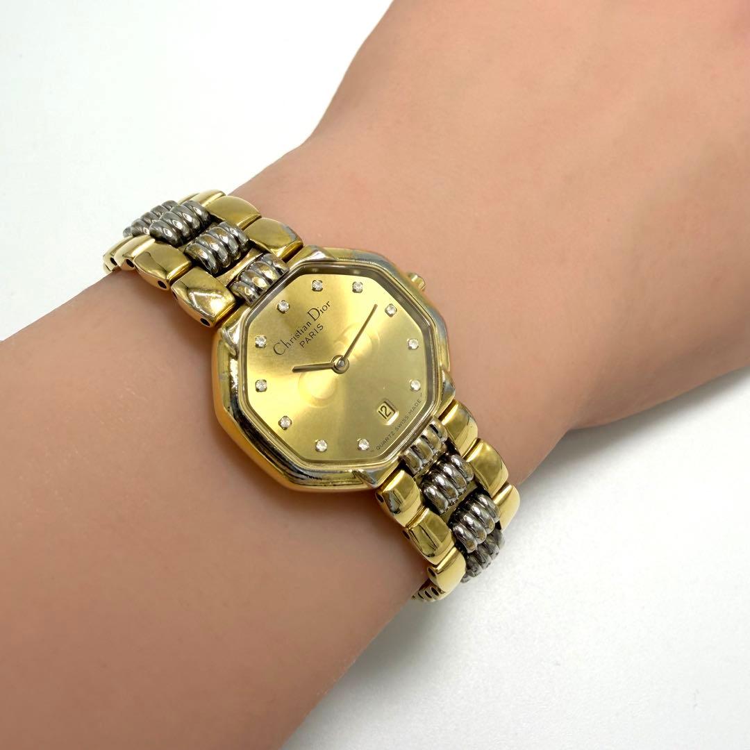 【稼働】 Christian Dior 腕時計 オクタゴン 12Pダイヤ