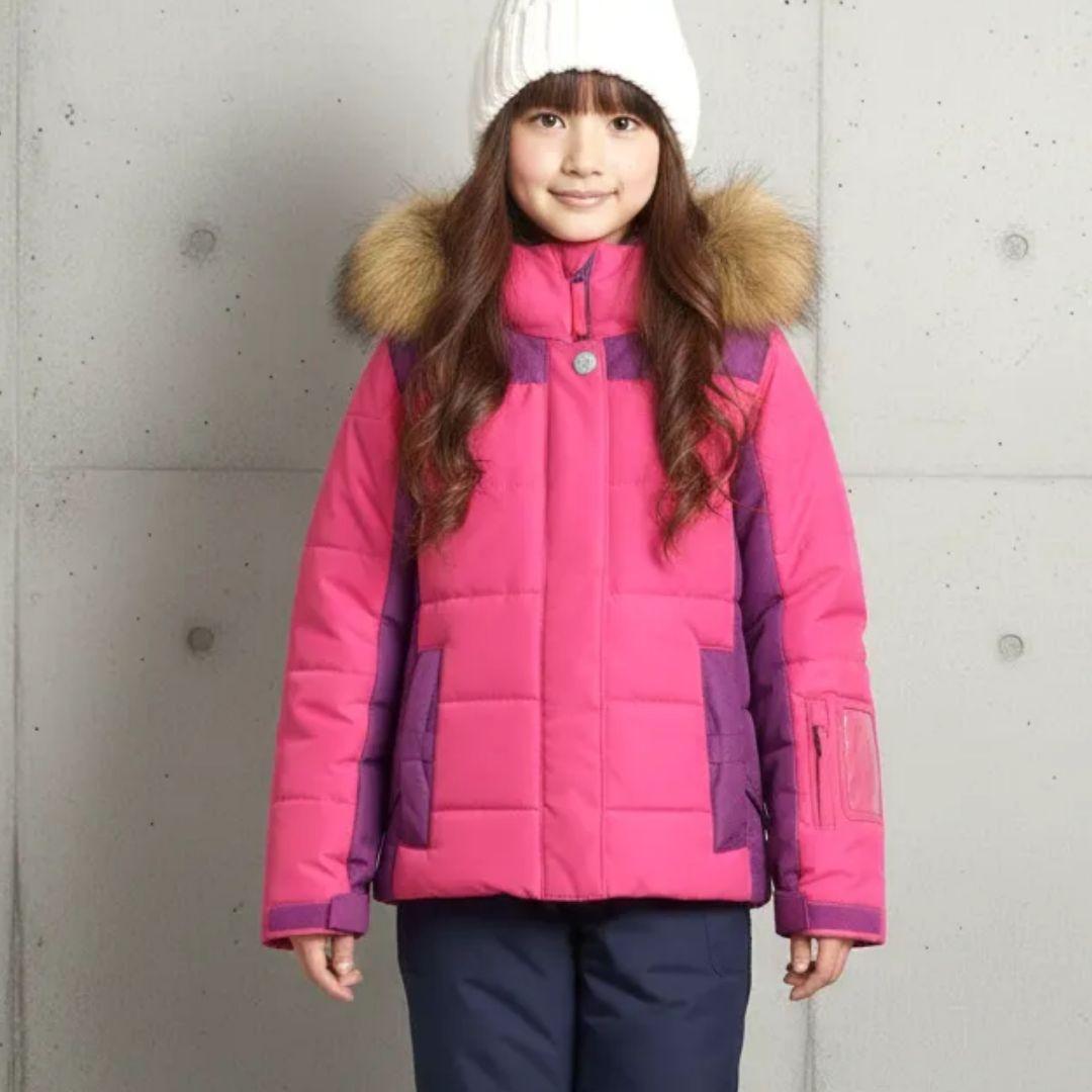 【美品】Phenix スキーウェア 女の子140 130上下 ファー ピンク紺