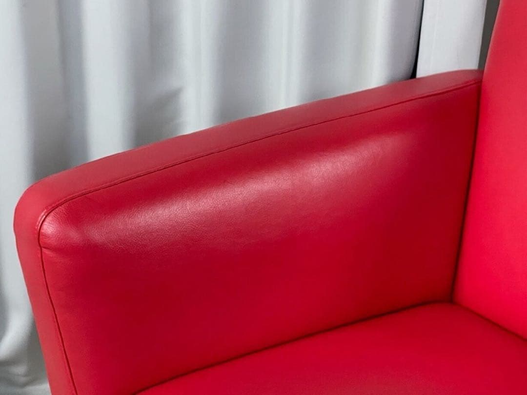 レザー　swivel chair スウィベルチェア 赤　1人掛けソファ　回転椅子