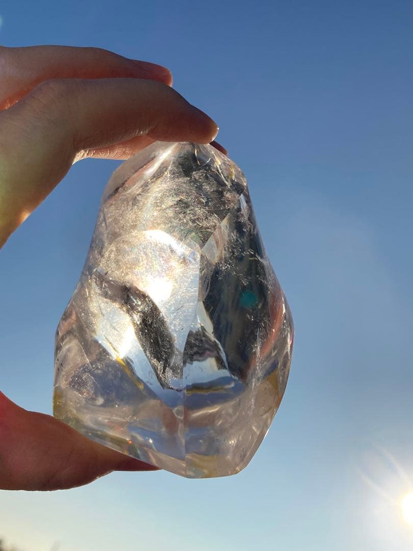 レインボーフレイム（炎）型水晶　パワーストーン　天然石　インテリア