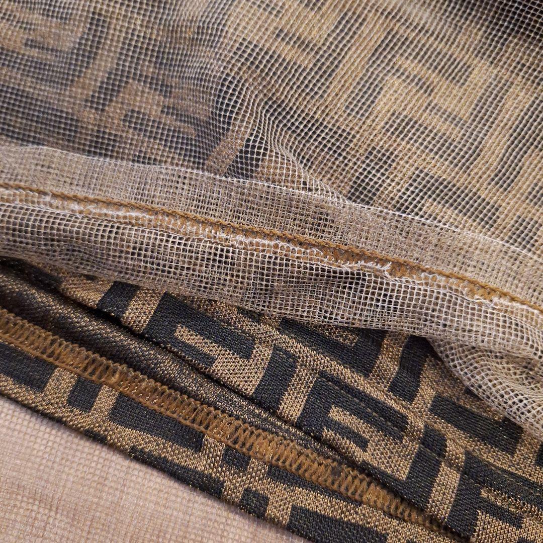 FENDI　フェンディ　メッシュタンクトップ　ノースリーブ　ズッカ柄　イタリア