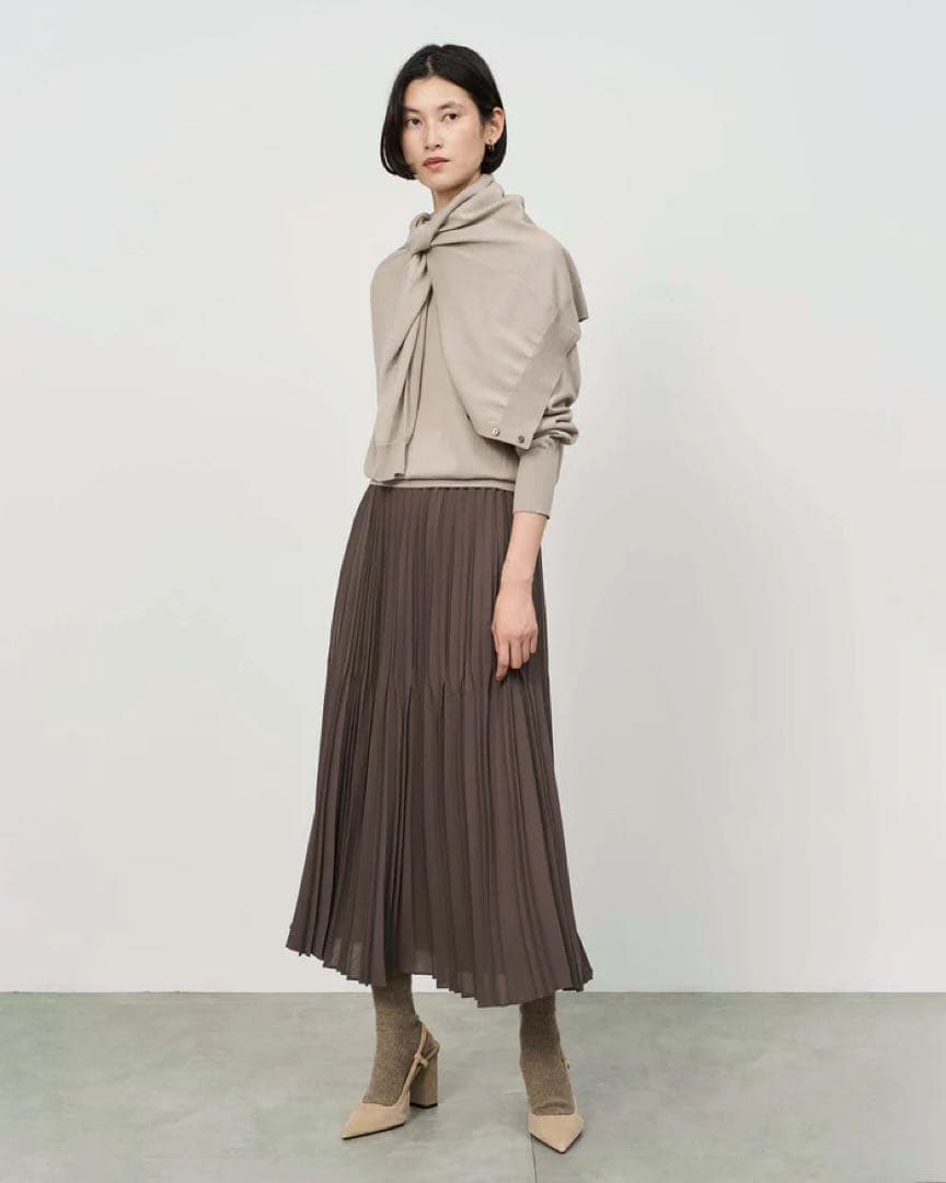 SOEJU（ソージュ） プリーツスカート 78cm丈 カーキブラウン