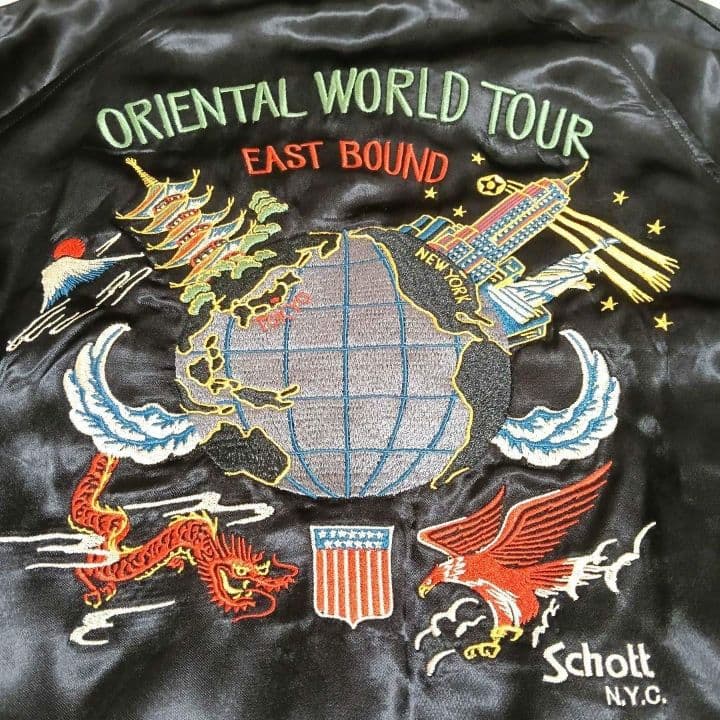 ✅️出品→10/19迄✅️新品タグ付き Schott NYC スカジャン サテン