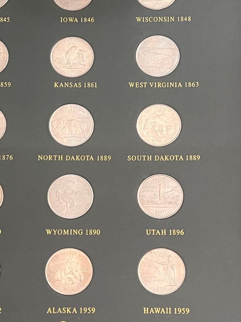 アメリカ50州25セント　額装込み＊良い評価が5以上の方のみご購入ください