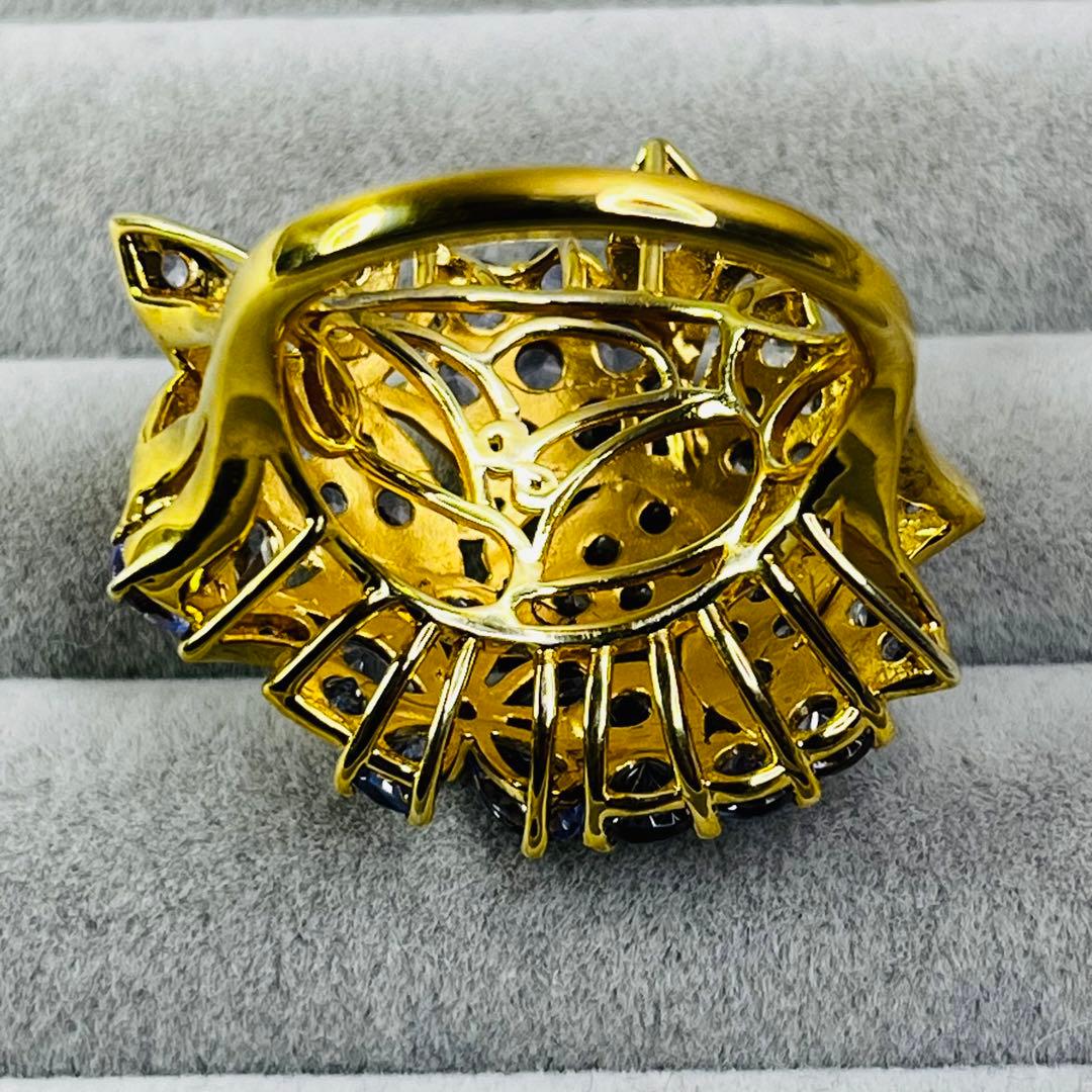 【美品】gstv ジュエリー　タンザナイト ホワイトジルコン リング　14号