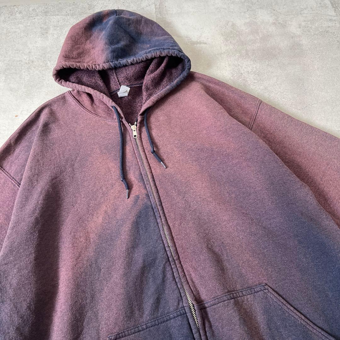 そ*ら様 一点物 Boro　鬼フェード　ボロ パーカー　ジップアップ　パープル×