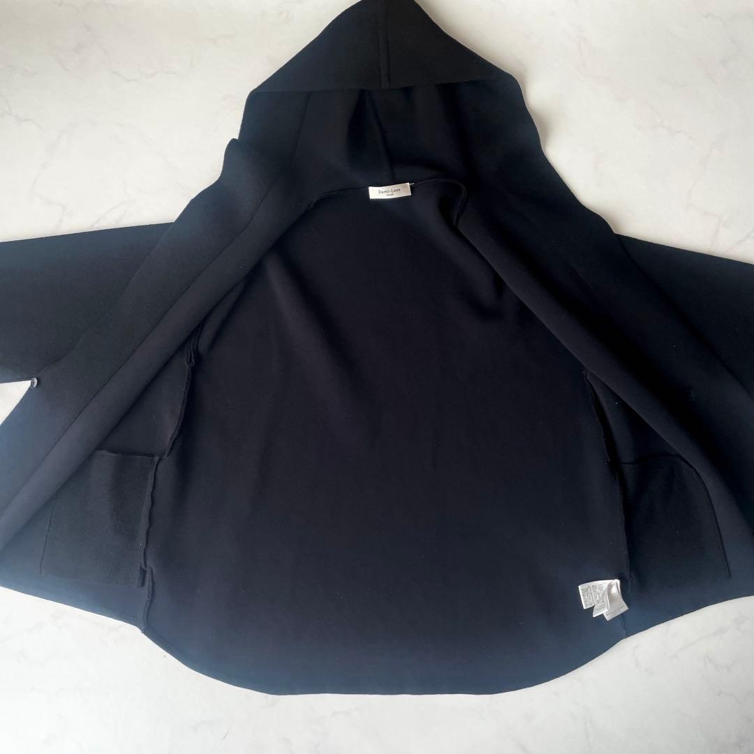 美品 Demi-Luxe BEAMS フーデッドコート ショートコート ブラック