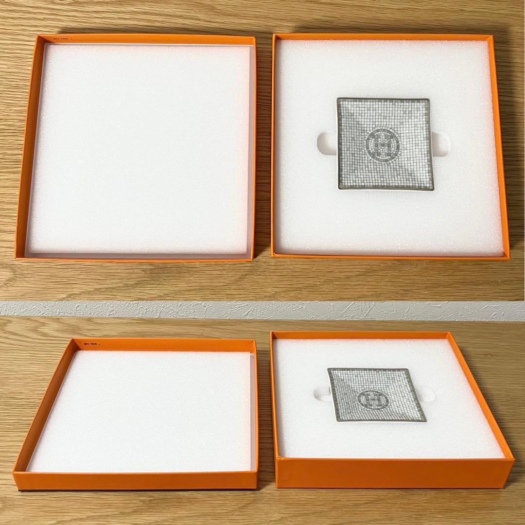 プラチナ カレ No1 トレイ プレート 皿 HERMES エルメス モザイク