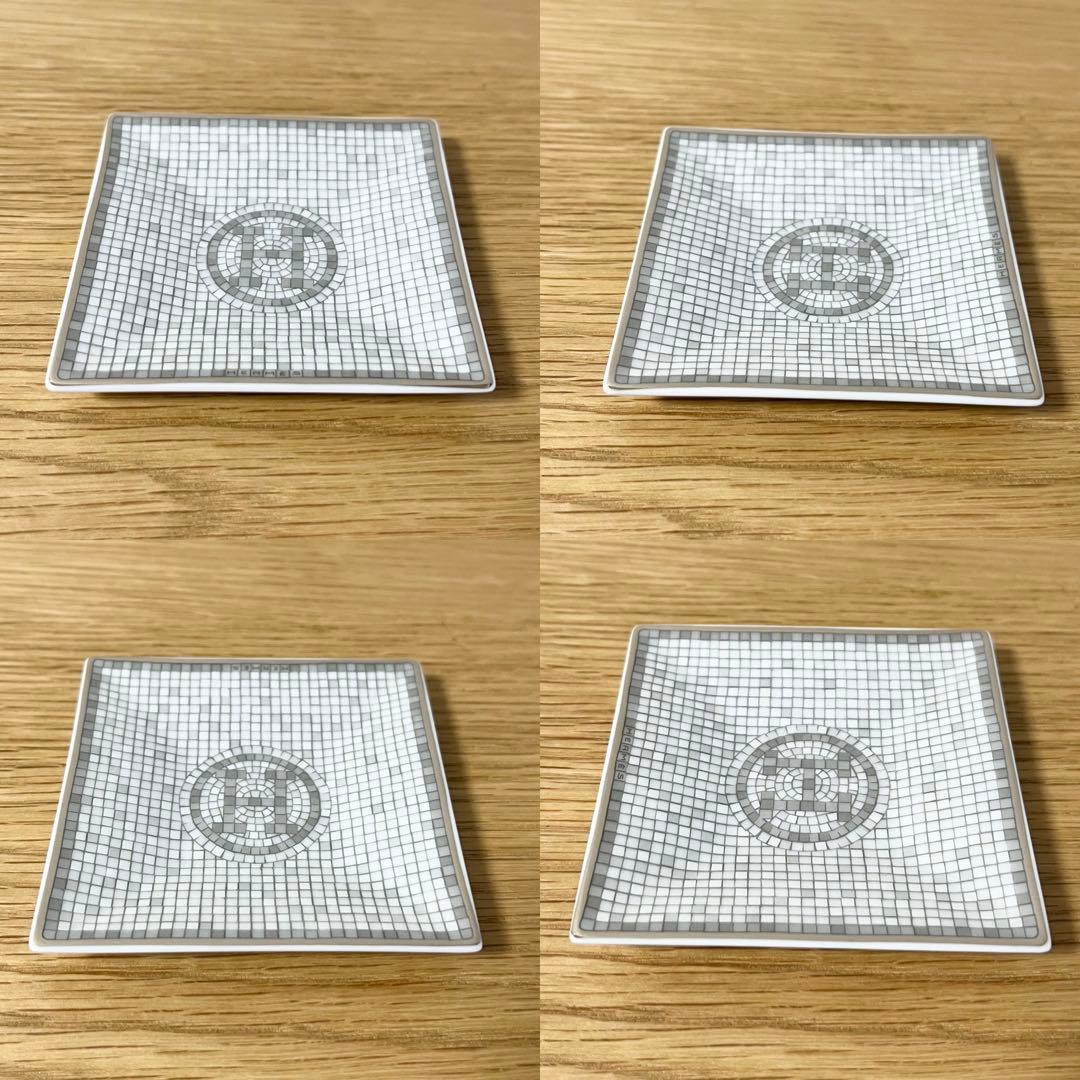 プラチナ カレ No1 トレイ プレート 皿 HERMES エルメス モザイク