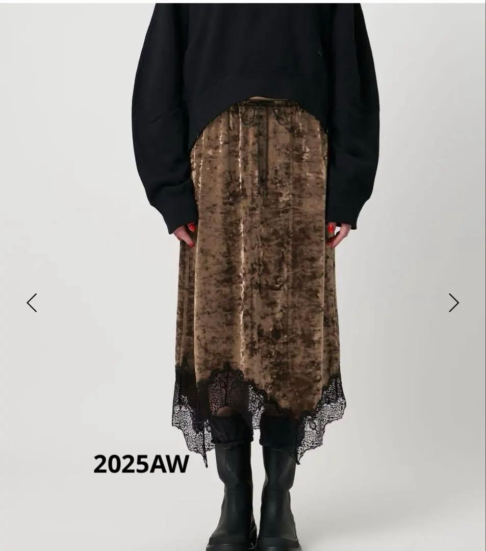 ユナイテッドアローズASTRAET ベロア/レース スカート　モカ