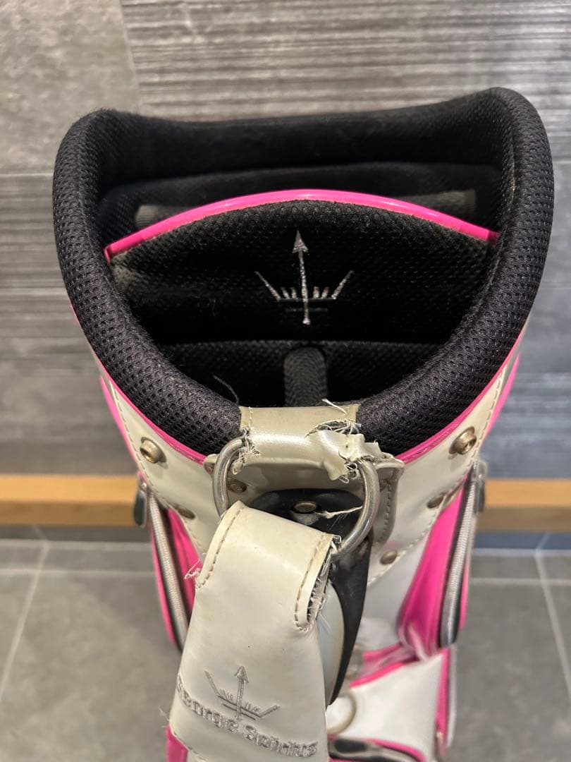 ジョージスピリッツキャディバッグ ホワイト×ピンク【数量限定・激レア】※難あり